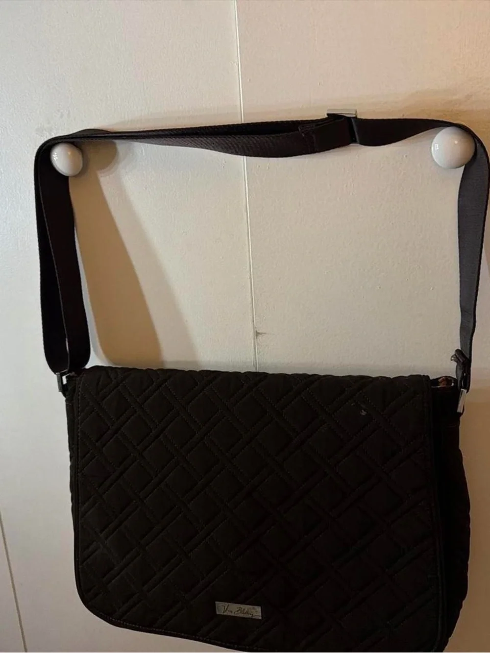 Vera Bradley Black Quilted Crossbody Messenger Bag
